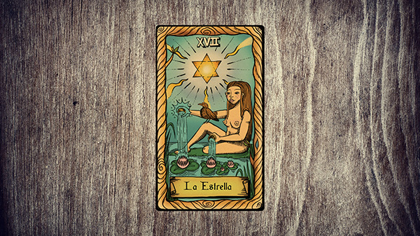 El significado de la carta del tarot la estrella del derecho es prosperidad, fluidez, y autenticidad.