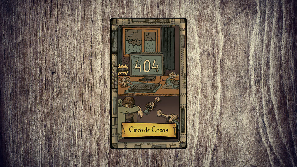 La carta del Tarot "Cinco de Copas", en posición vertical, hace referencia a la decepción con una misma